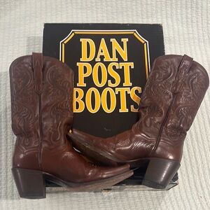 Dan Post Brown Cowboy Boots with Decorative Stitching